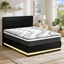 Queen Bed Frame with RGB LED and 32cm Mattress Set