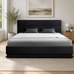 Gas Lift Storage Double Bed Frame with LED Lights