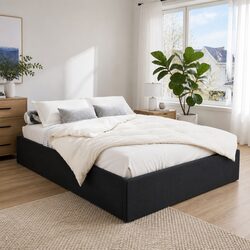 Double Gas Lift Bed Frame with Storage, Charcoal Finish