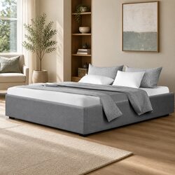 King Size Gas Lift Bed Frame with Storage in Grey