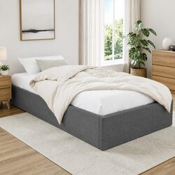 King Single Bed Frame with Gas Lift Storage, Grey