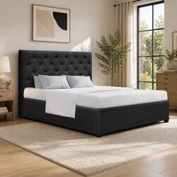 Charcoal Double Size Gas Lift Bed Frame with Under-Bed Storage