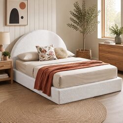 Precision Queen Bed Frame in Boucle Fabric