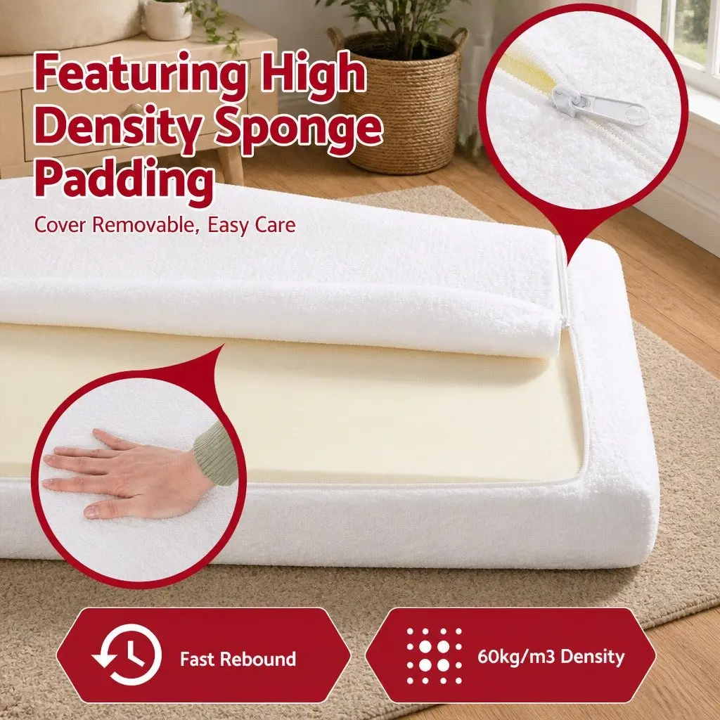 Double Bed Frame Soft Boucle Fabric Tool-free Instant Expansion White