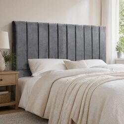 King-Sized Dark Grey Velvet Bed Headboard Specifications