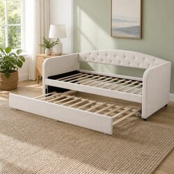 King Single Daybed Frame with Pull-Out Trundle Bed