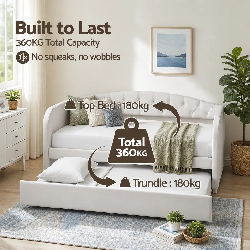 Single Daybed Frame with Trundle Bed and Velvet Upholstery