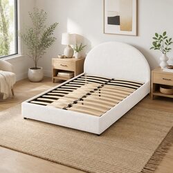Queen Gas Lift Storage Bed Frame with Boucle Upholstery