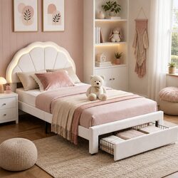 King Single Bed Frame with Storage and LED Headboard