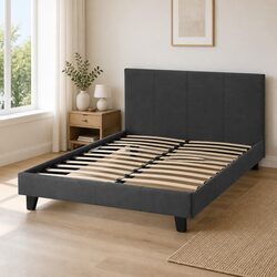 Double Bed Frame in Charcoal with Solid Construction