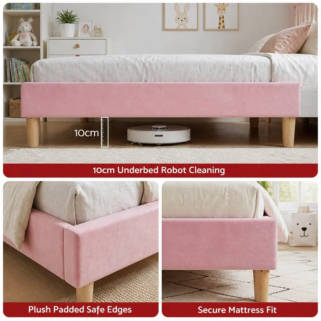 Single Bed Frame with Scallop Headboard and Platform Base