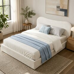 Double Bed Frame with Gaslift Storage and Wooden Construction