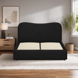 Queen Size Bed Frame with Upholstered Boucle Fabric
