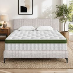 Queen Bed Frame and Mattress Set with Pocket Coil Support