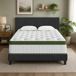 Sleek Double Bed Frame with Pocket Coil Mattress Set