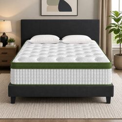 Queen Bed Frame and Hybrid Pocket Coil Mattress Package