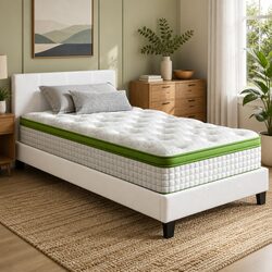 Single Bed Frame and Medium Firm Hybrid Mattress