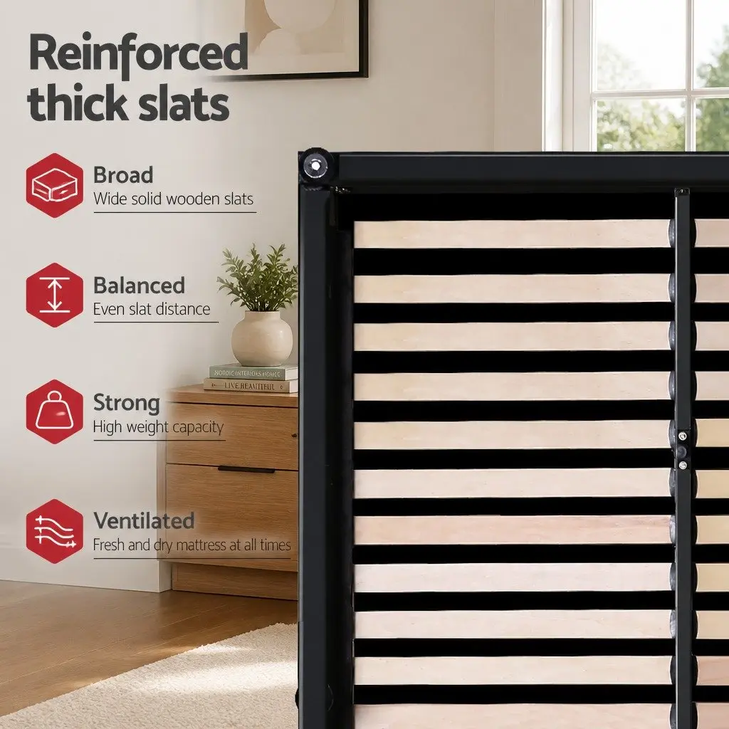 Gas Lift Bed Frame with Storage and Bedside Table Set Black Queen Size