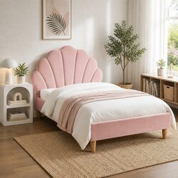 Modern King Single Bed Frame with Elegant Scallop Design