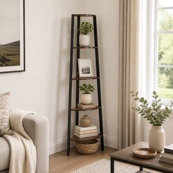 5-Tier Industrial Corner Shelf with Durable Design