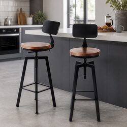 Swivel Bar Stool with Adjustable Height and Footrest