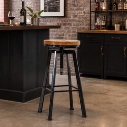 Industrial Bar Stools with Adjustable Height and Swivel