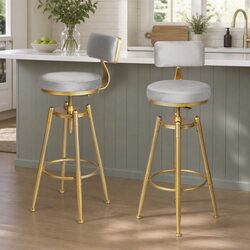 Adjustable Height Bar Stools with Velvet Seat
