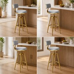Modern Grey Swivel Bar Stools Set of 4 with Footrest