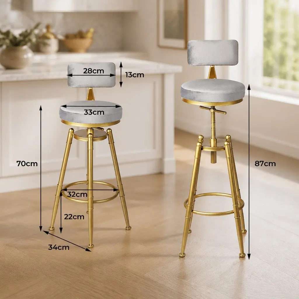 Swivel Bar Stools Adjustable Height Padded Seat Grey 4 Piece