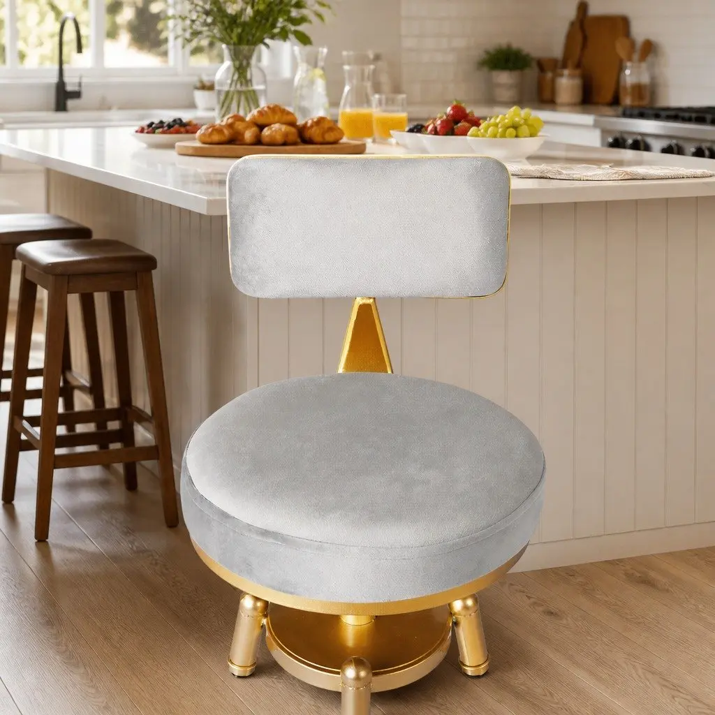 Swivel Bar Stools Adjustable Height Padded Seat Grey 4 Piece