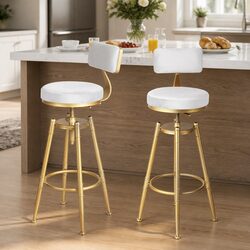 Adjustable Height Swivel Bar Stools with Footrest