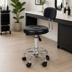 Sleek Salon Stool with Swivel and Smooth Casters