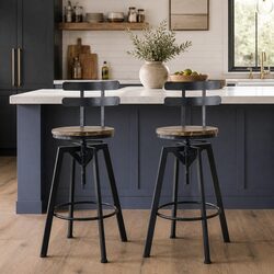 Adjustable Height Industrial Bar Stool with Swivel Function