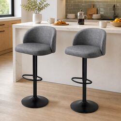 Adjustable Rolling Bar Stool with Backrest