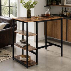 Industrial High Bar Table with Shelving