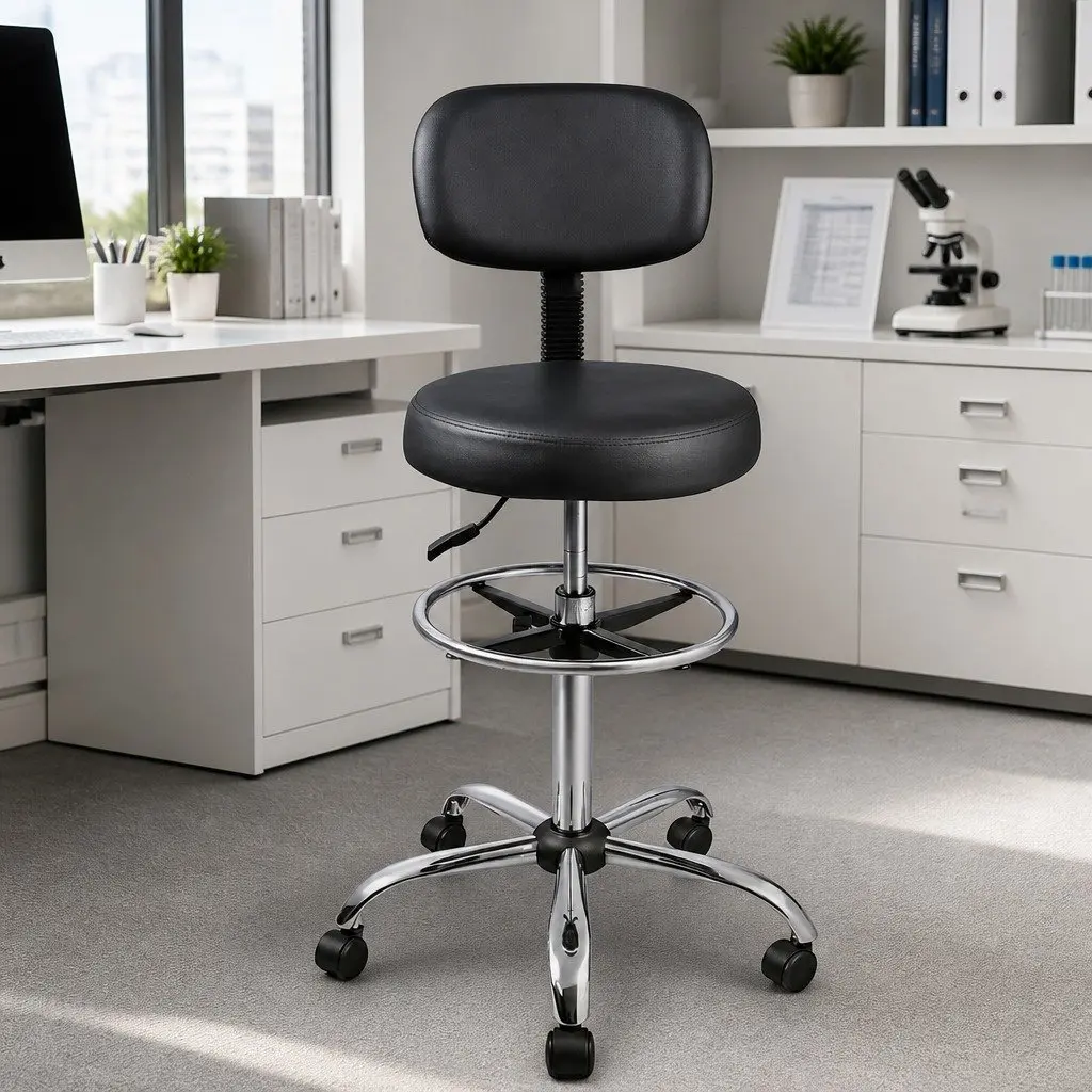 Ergonomic High Back Swivel Office Chair Adjustable Height and Footrest Black
