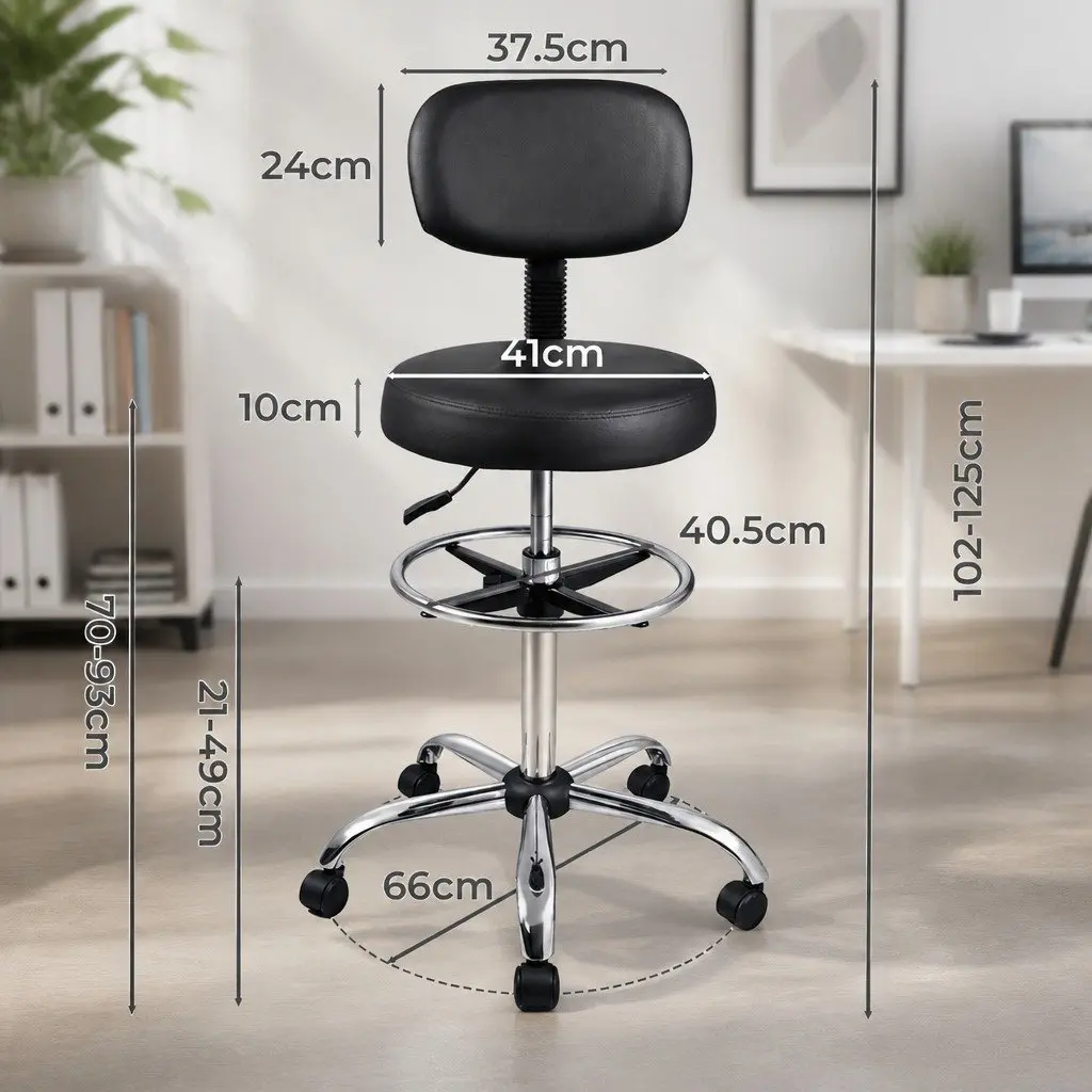 Ergonomic High Back Swivel Office Chair Adjustable Height and Footrest Black