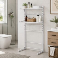 Over Toilet Storage Shelf with 2 Tiers and Steel Frame