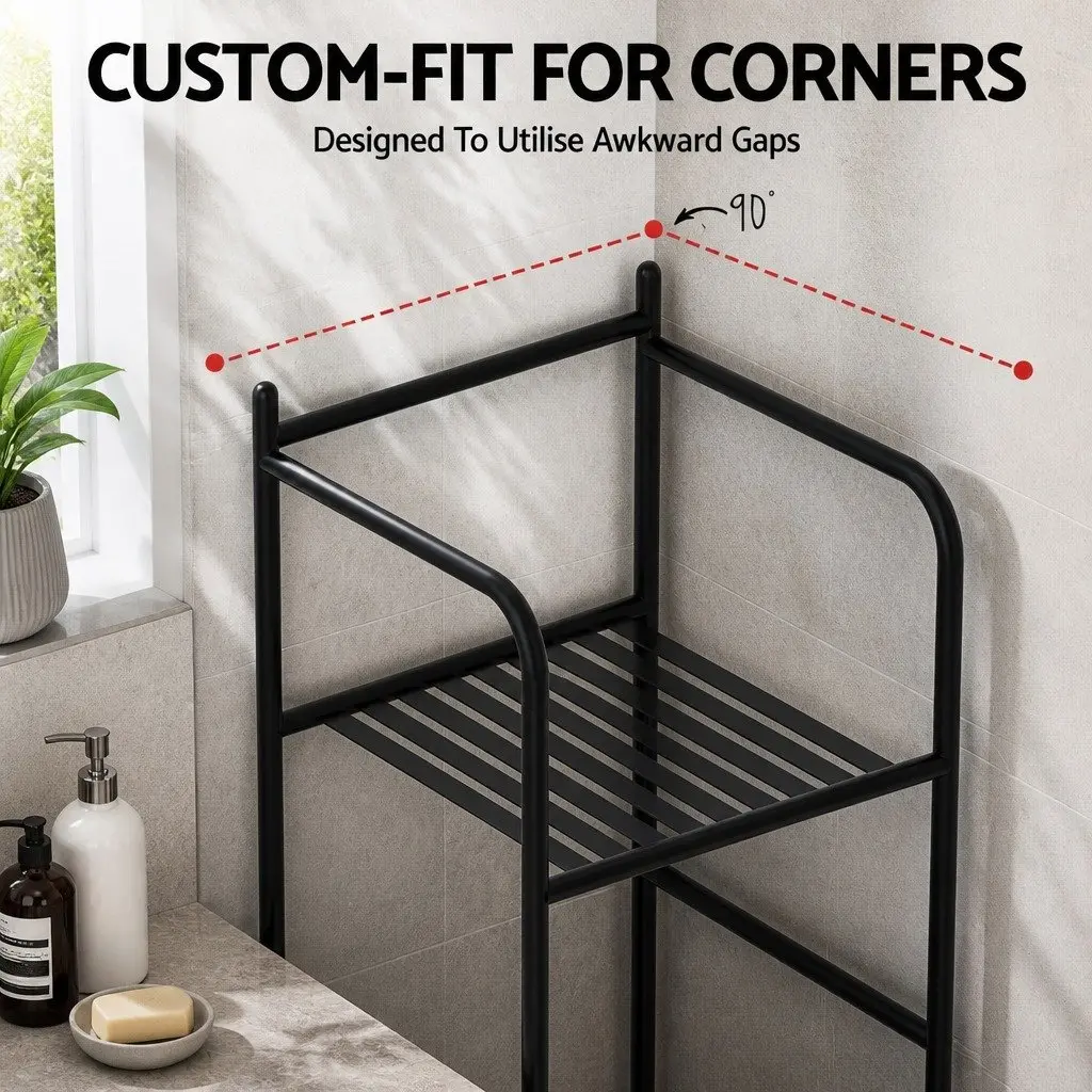 5 Tier Bathroom Storage Organizer Space Saving Floor Standing Corner Shower Caddy Black