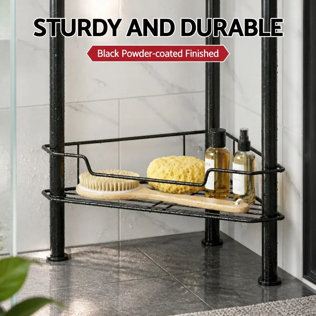Floor Standing Shower Caddy Modular 4 Tier Storage Organiser Rustproof Black