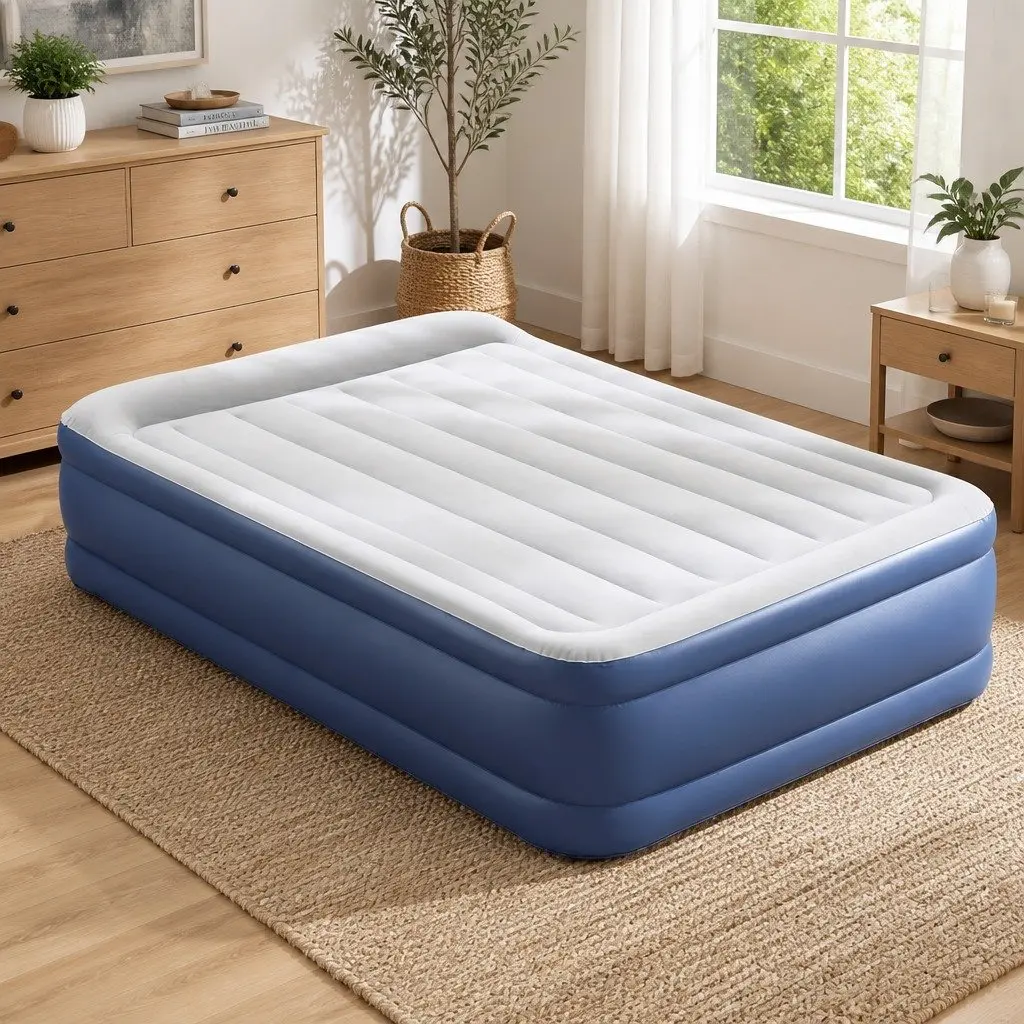 Queen Size Air Bed Inflatable Mattress Coil Beam Electric Pump Indoor Outdoor