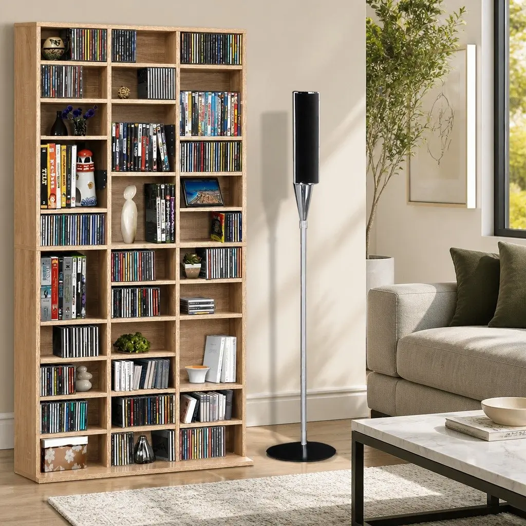 Bookshelf Storage Rack Adjustable Shelves Modern Oak 102 x 23.5 x 194.5 cm