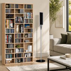 Adjustable Oak Storage Rack for CDs and DVDs
