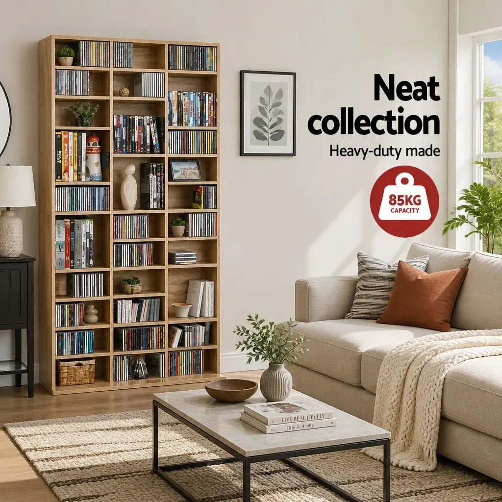 Bookshelf Storage Rack Adjustable Shelves Modern Oak 102 x 23.5 x 194.5 cm