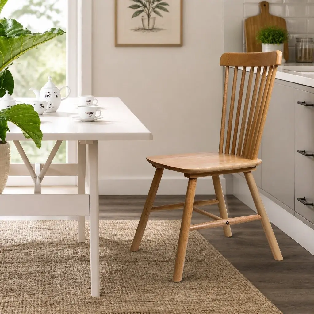 Dining Chairs Ergonomic Support 4 Piece Oak Wood Frame