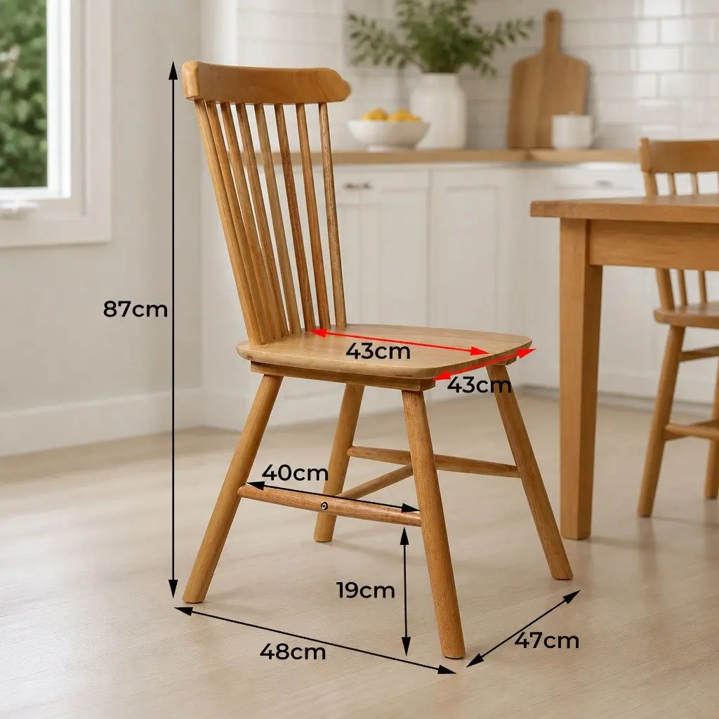 Dining Chairs Windsor Style Ergonomic Solid Wood Oak Set of 6