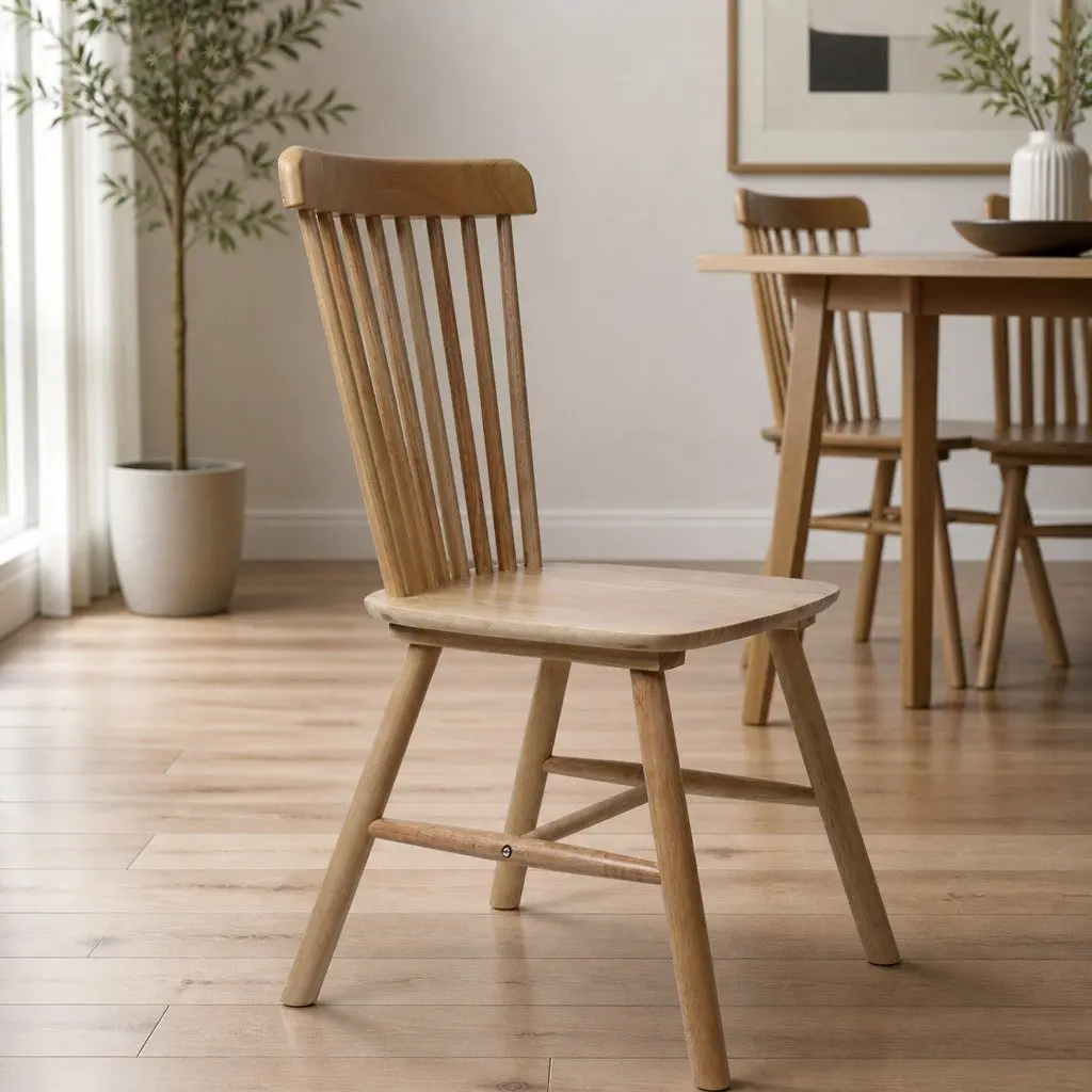 Dining Chairs Windsor Style Ergonomic Solid Wood Oak Set of 6