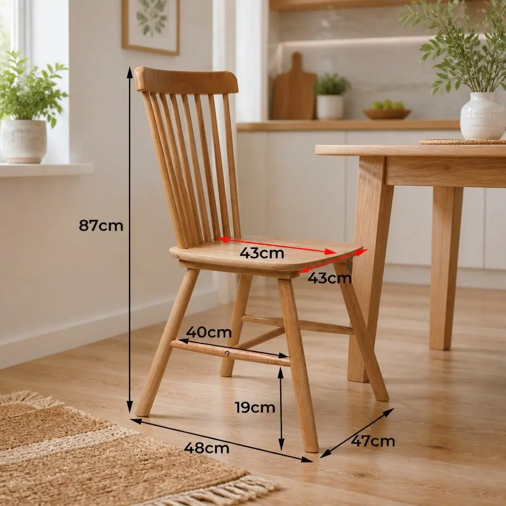 Windsor-Style Dining Chairs Ergonomic Solid Wood Oak Natural 8 Piece