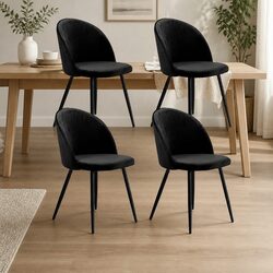 Dining Chairs Set of 4 with Velvet Upholstery and Steel Frame