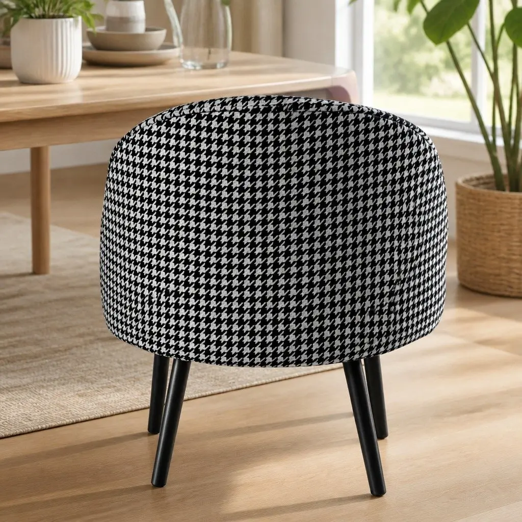 Dining Chairs Set of 6 Kitchen Cafe Seating Houndstooth Pattern Velvet